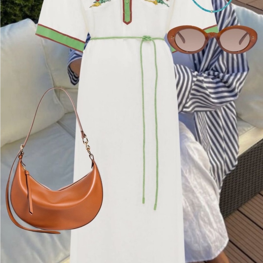 Alemais White and Green Maxi Dress